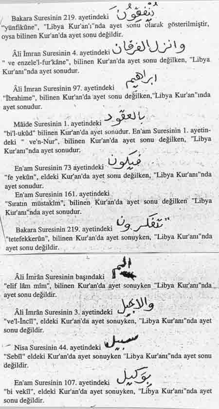Libya ve Arap Kuranlari - farklar